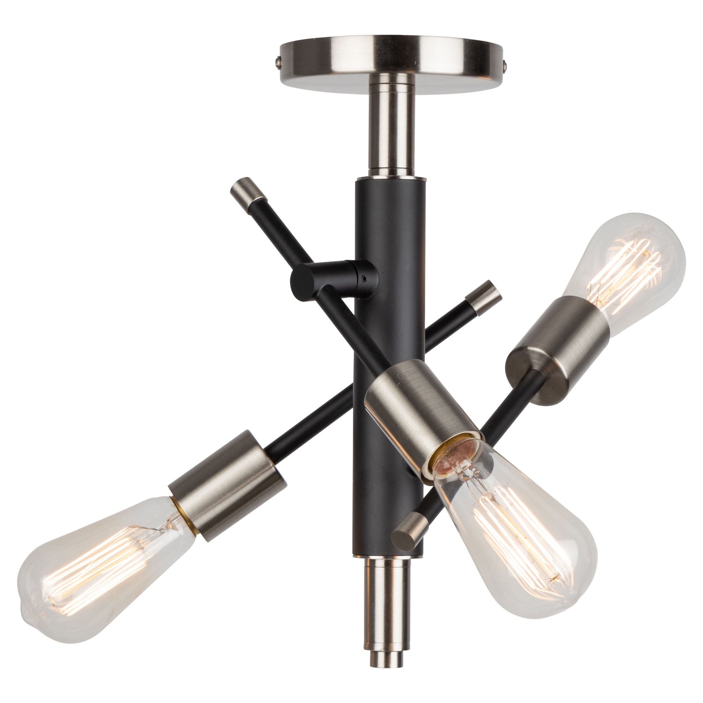 Artcraft Truro 3 Light Semi Flush Mount, Black/Brushed Nickel - AC11251NB