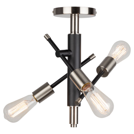 Artcraft Truro 3 Light Semi Flush Mount, Black/Brushed Nickel - AC11251NB