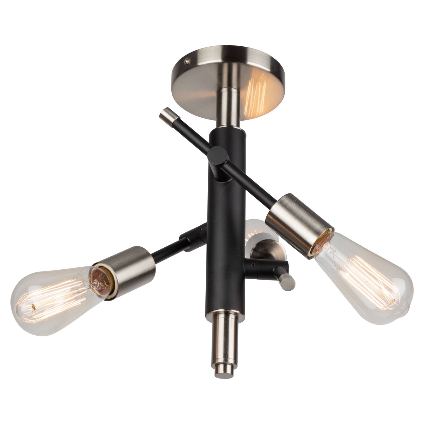 Artcraft Truro 3 Light Semi Flush Mount, Black/Brushed Nickel - AC11251NB